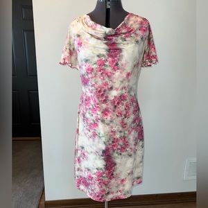 Cowl Neck Floral Dress